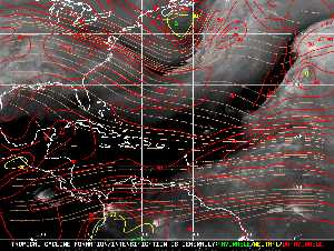 Météo tropicale : Carte des vents de cisaillement.