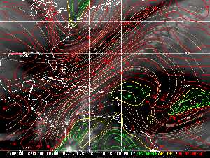 Météo tropicale : Carte des vents de cisaillement.