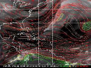 Météo tropicale : Carte des vents de cisaillement.