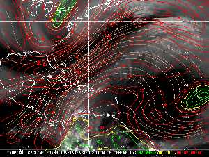 Météo tropicale : Carte des vents de cisaillement.