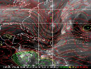 Météo tropicale : Carte des vents de cisaillement.