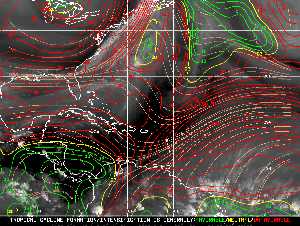 Météo tropicale : Carte des vents de cisaillement.