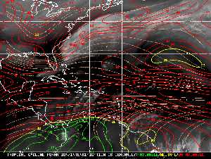 Météo tropicale : Carte des vents de cisaillement.