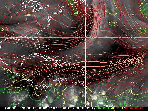 Météo tropicale : Carte des vents de cisaillement.
