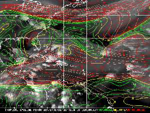 Météo tropicale : Carte des vents de cisaillement.
