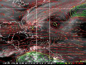 Météo tropicale : Carte des vents de cisaillement.