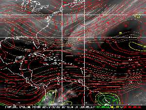 Météo tropicale : Carte des vents de cisaillement.