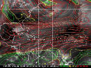 Météo tropicale : Carte des vents de cisaillement.