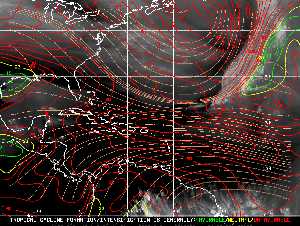 Météo tropicale : Carte des vents de cisaillement.