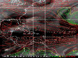 Météo tropicale : Carte des vents de cisaillement.