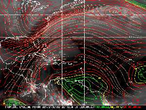 Météo tropicale : Carte des vents de cisaillement.