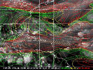 Météo tropicale : Carte des vents de cisaillement.