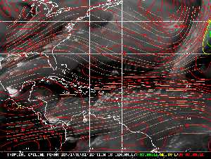 Météo tropicale : Carte des vents de cisaillement.