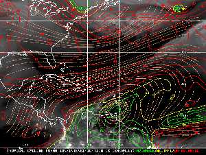 Météo tropicale : Carte des vents de cisaillement.