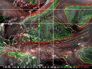 Météo tropicale : Carte des vents de cisaillement.
