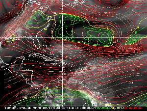 Météo tropicale : Carte des vents de cisaillement.