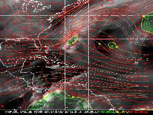 Météo tropicale : Carte des vents de cisaillement.