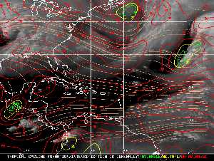 Météo tropicale : Carte des vents de cisaillement.