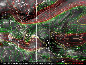 Météo tropicale : Carte des vents de cisaillement.