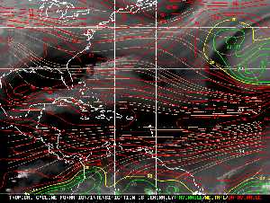 Météo tropicale : Carte des vents de cisaillement.