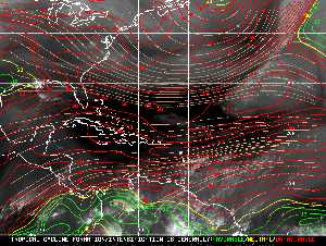 Météo tropicale : Carte des vents de cisaillement.