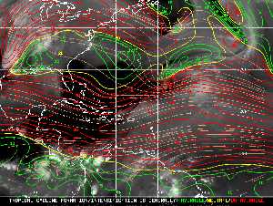 Météo tropicale : Carte des vents de cisaillement.