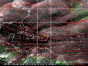 Météo tropicale : Carte des vents de cisaillement.