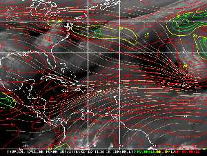 Météo tropicale : Carte des vents de cisaillement.