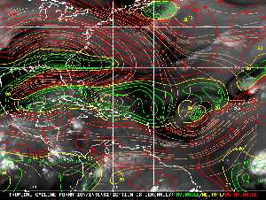 Météo tropicale : Carte des vents de cisaillement.