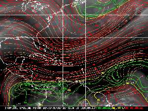 Météo tropicale : Carte des vents de cisaillement.