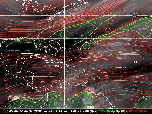 Météo tropicale : Carte des vents de cisaillement.