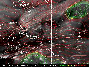 Météo tropicale : Carte des vents de cisaillement.