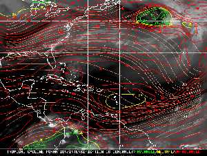 Météo tropicale : Carte des vents de cisaillement.