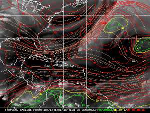 Météo tropicale : Carte des vents de cisaillement.