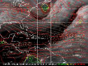 Météo tropicale : Carte des vents de cisaillement.