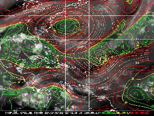 Météo tropicale : Carte des vents de cisaillement.