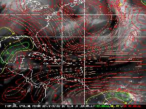 Météo tropicale : Carte des vents de cisaillement.
