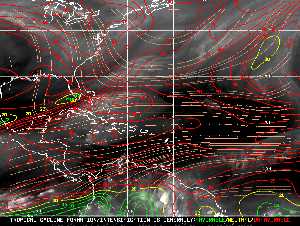 Météo tropicale : Carte des vents de cisaillement.