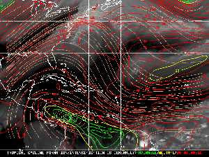 Météo tropicale : Carte des vents de cisaillement.