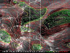 Météo tropicale : Carte des vents de cisaillement.