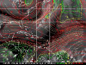 Météo tropicale : Carte des vents de cisaillement.