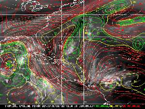 Météo tropicale : Carte des vents de cisaillement.