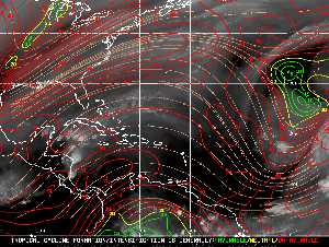 Météo tropicale : Carte des vents de cisaillement.