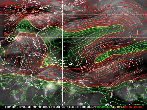 Météo tropicale : Carte des vents de cisaillement.