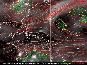 Météo tropicale : Carte des vents de cisaillement.
