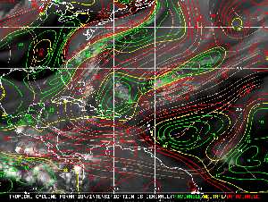Météo tropicale : Carte des vents de cisaillement.