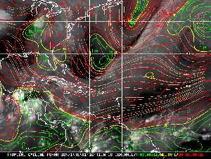 Météo tropicale : Carte des vents de cisaillement.