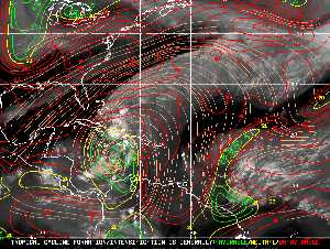 Météo tropicale : Carte des vents de cisaillement.
