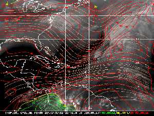 Météo tropicale : Carte des vents de cisaillement.