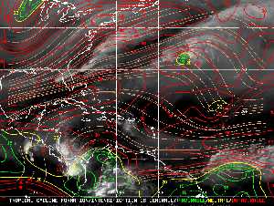 Météo tropicale : Carte des vents de cisaillement.